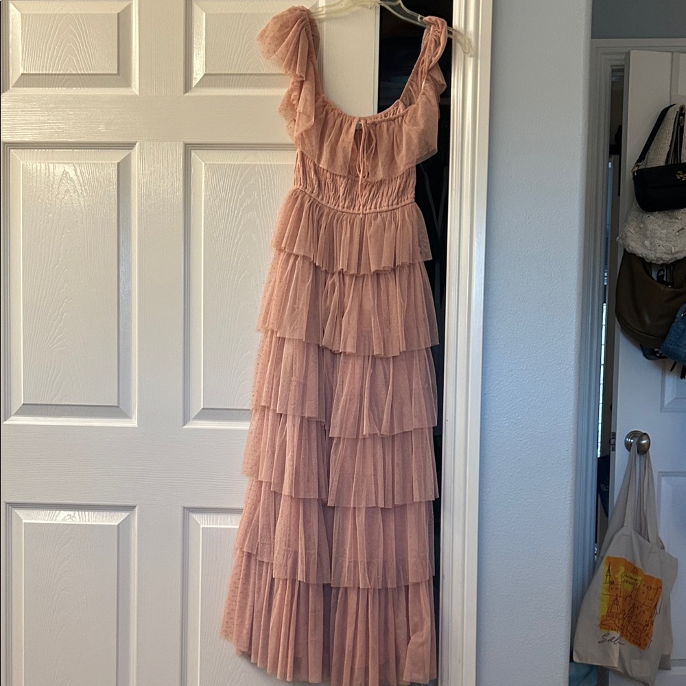Dusty Rose Tiered Ruffle Maxi Dress - Brand: